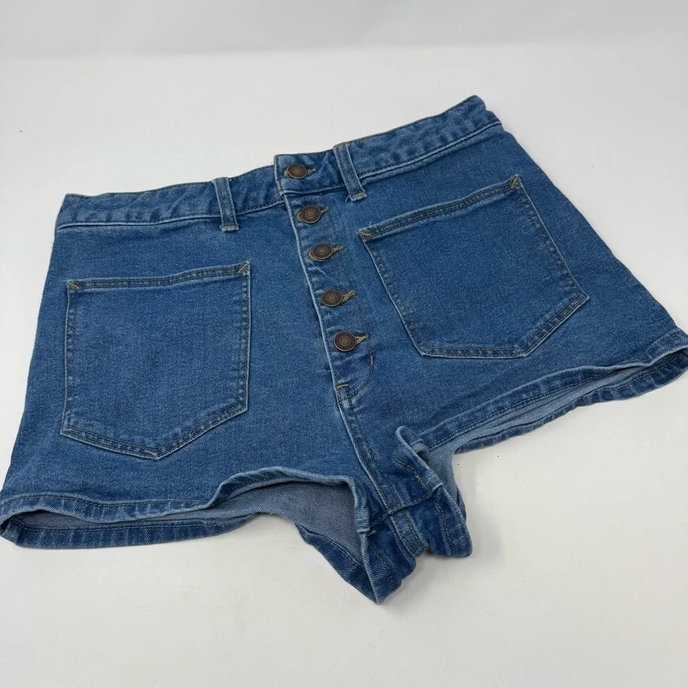 Free People Bridgette Button Front Denim Shorts 30 Long Western Festival Girly